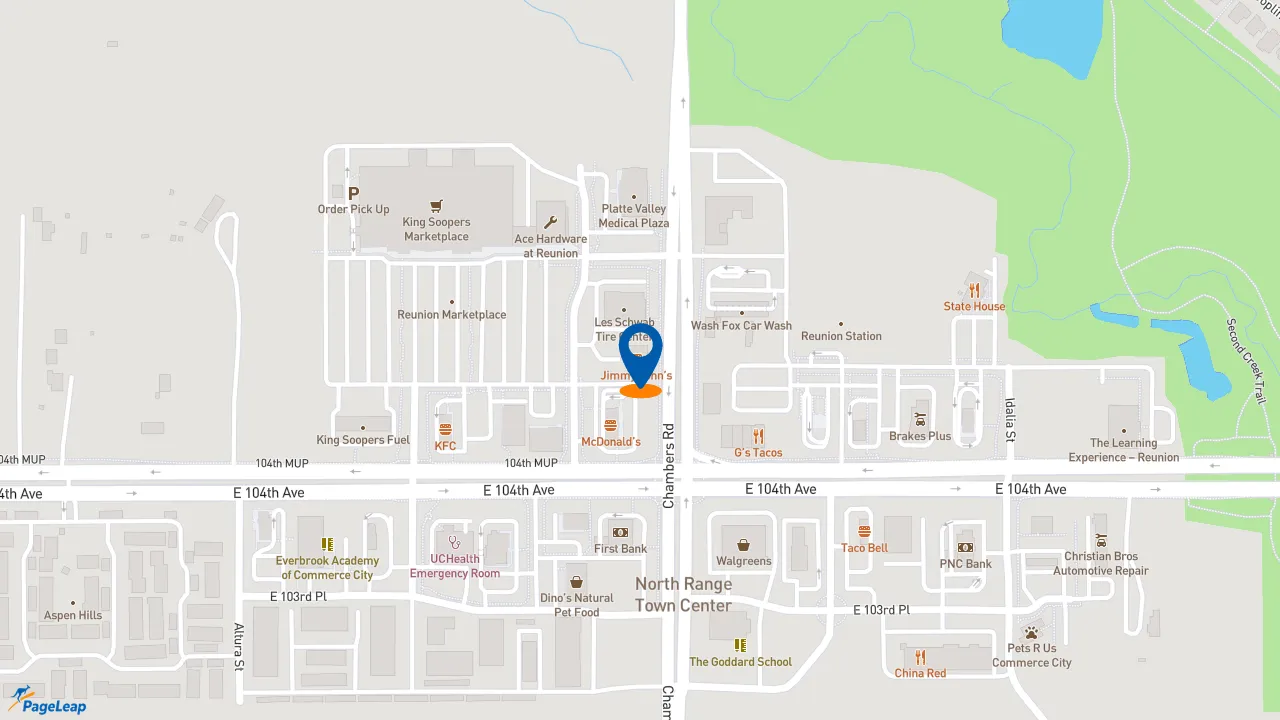 https://pageleap.com map showing location of Jimmy John&#039;s in Commerce City.