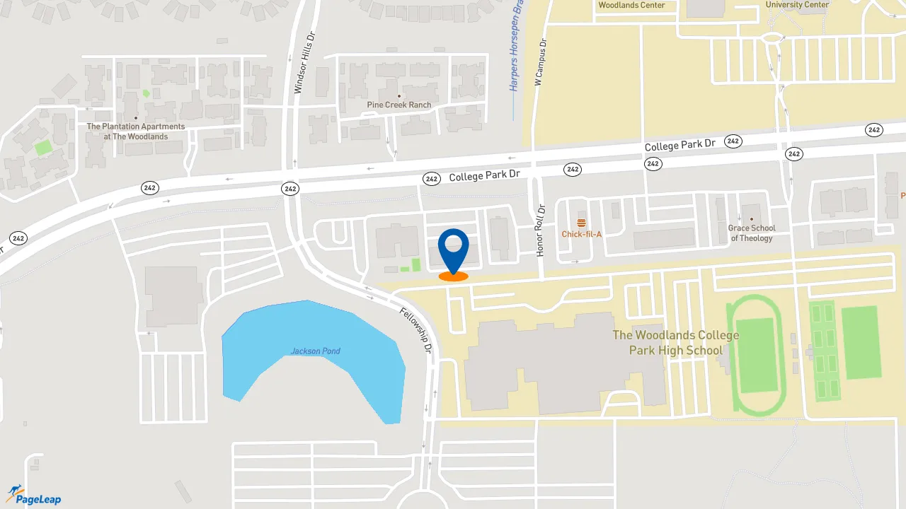 https://pageleap.com map showing location of Jimmy John&#039;s in The Woodlands.