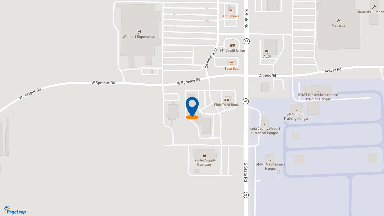 https://pageleap.com map showing location of Jimmy John&#039;s in Ionia.