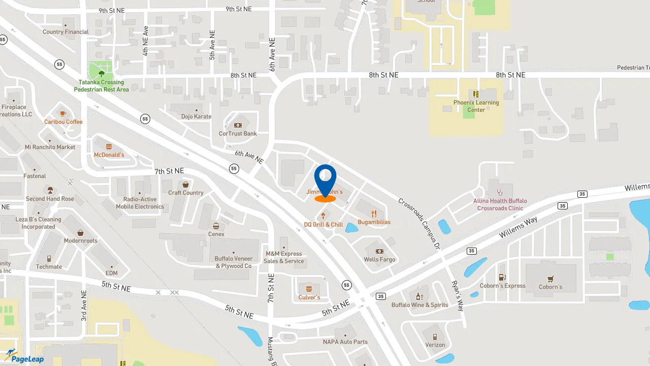 https://pageleap.com map showing location of Jimmy John&#039;s in Buffalo.