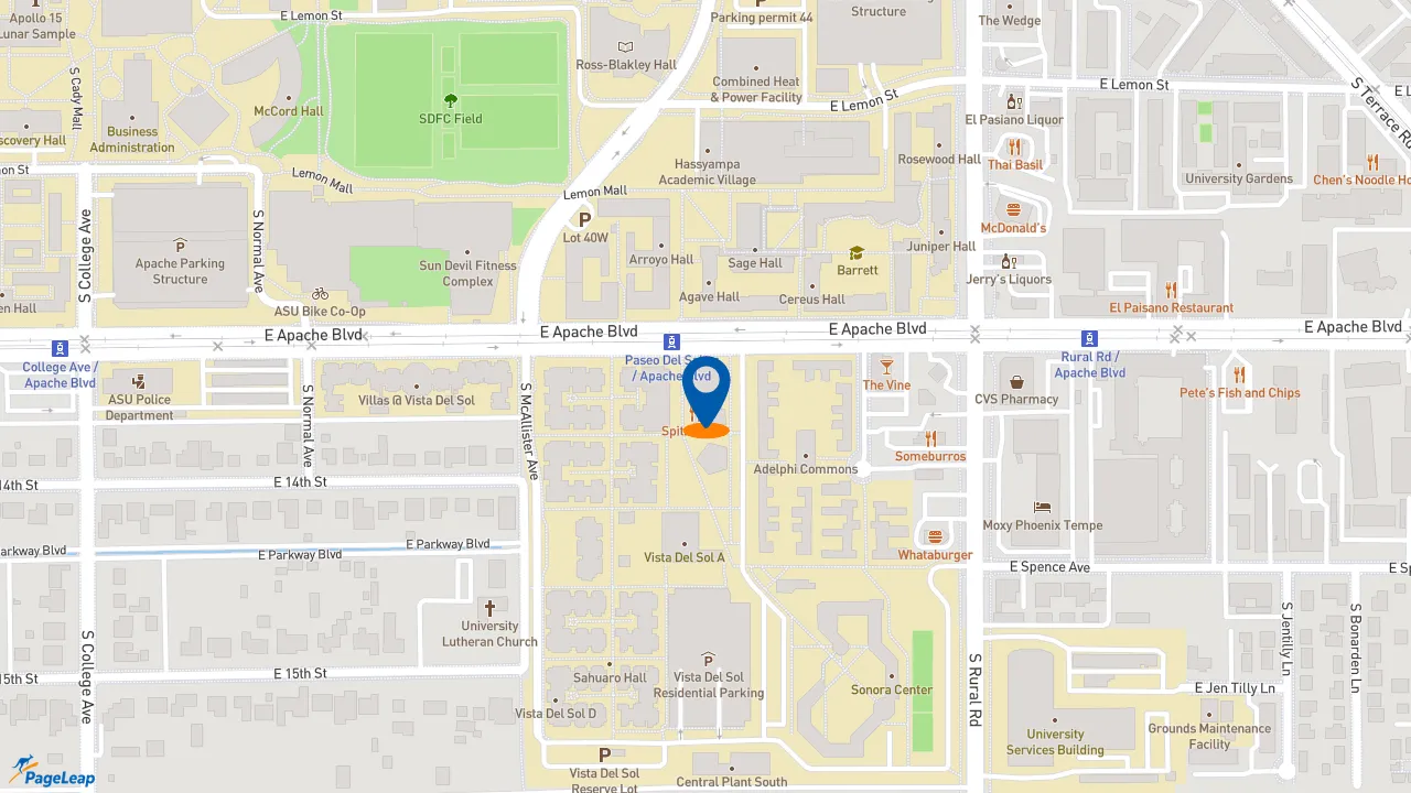 https://pageleap.com map showing location of Jimmy John&#039;s in Tempe.