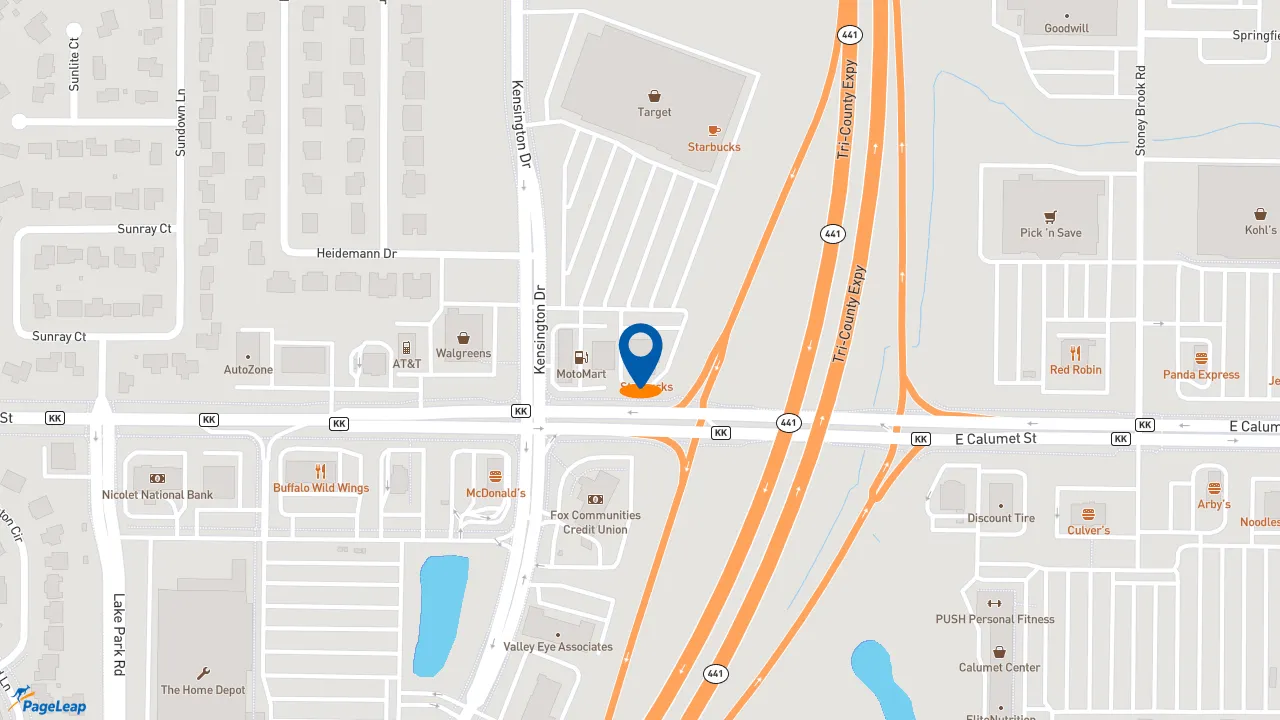 https://pageleap.com map showing location of Jimmy John&#039;s in Appleton.
