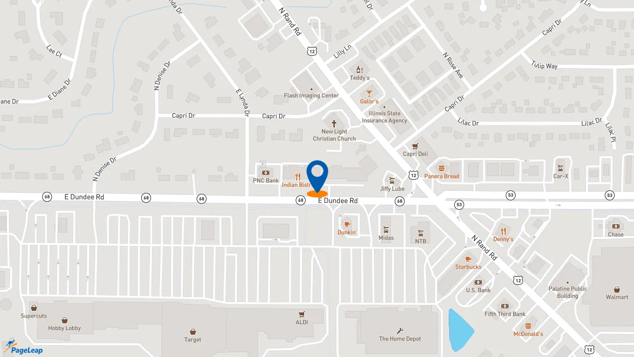https://pageleap.com map showing location of Jimmy John&#039;s in Palatine.