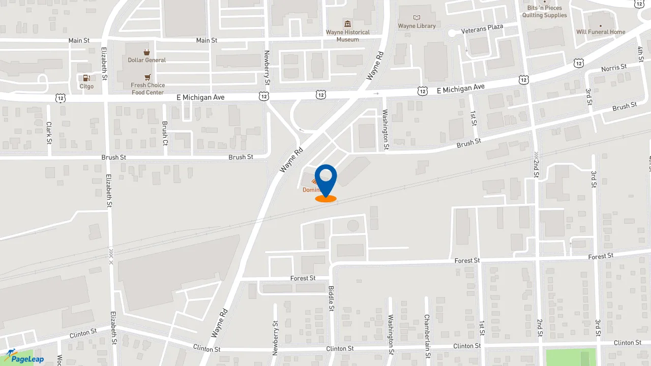https://pageleap.com map showing location of Jimmy John&#039;s in Wayne.