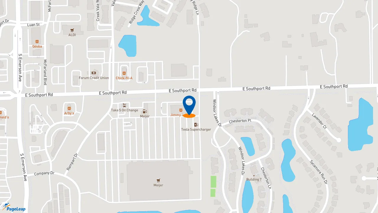 https://pageleap.com map showing location of Jimmy John&#039;s in Indianapolis.