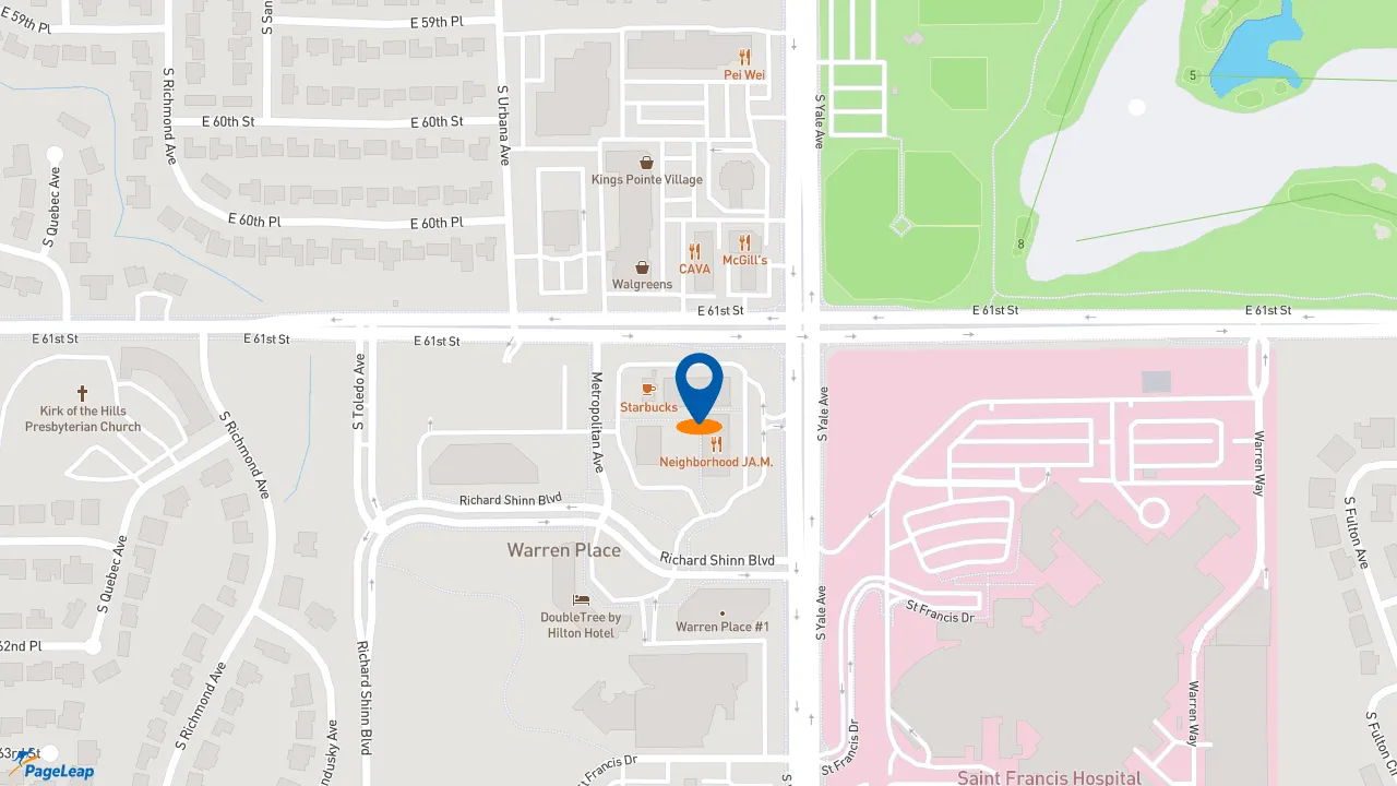 https://pageleap.com map showing location of Jimmy John&#039;s in Tulsa.