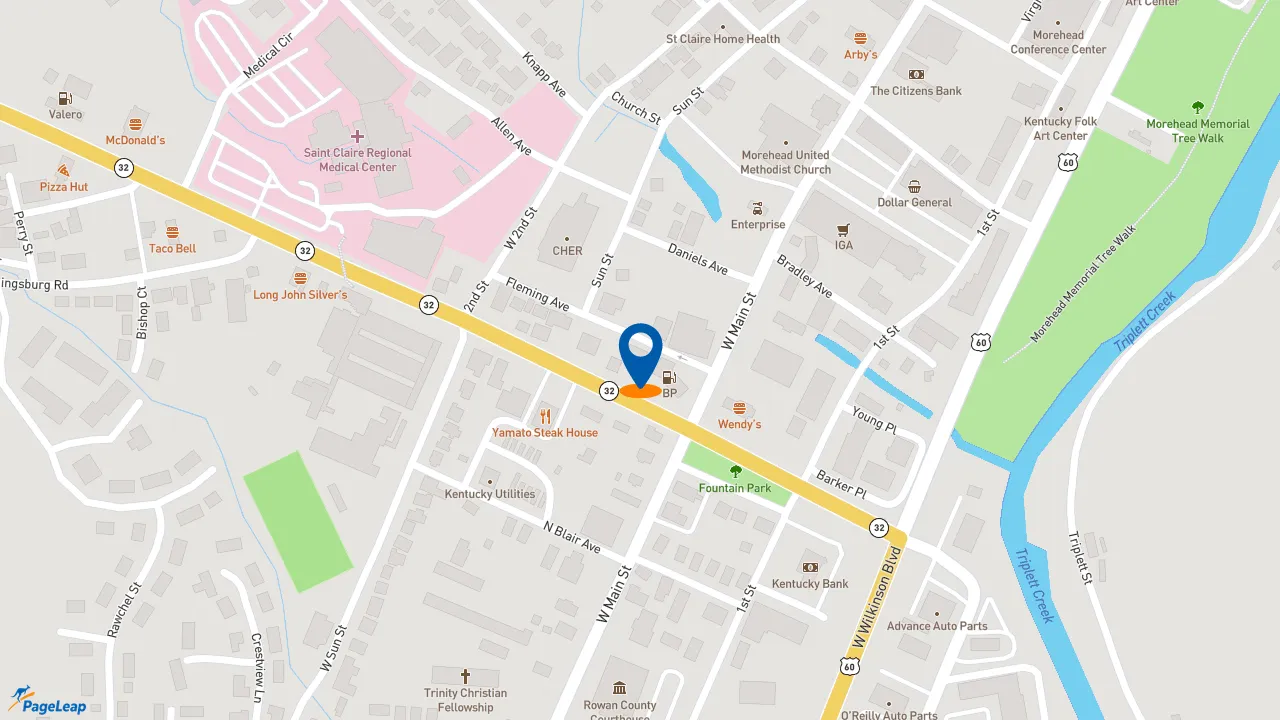https://pageleap.com map showing location of Jimmy John&#039;s in Morehead.