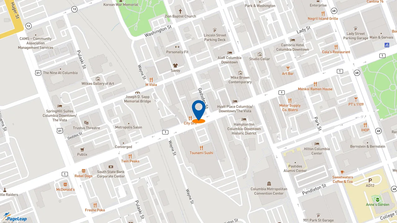 https://pageleap.com map showing location of Jimmy John&#039;s in Columbia.