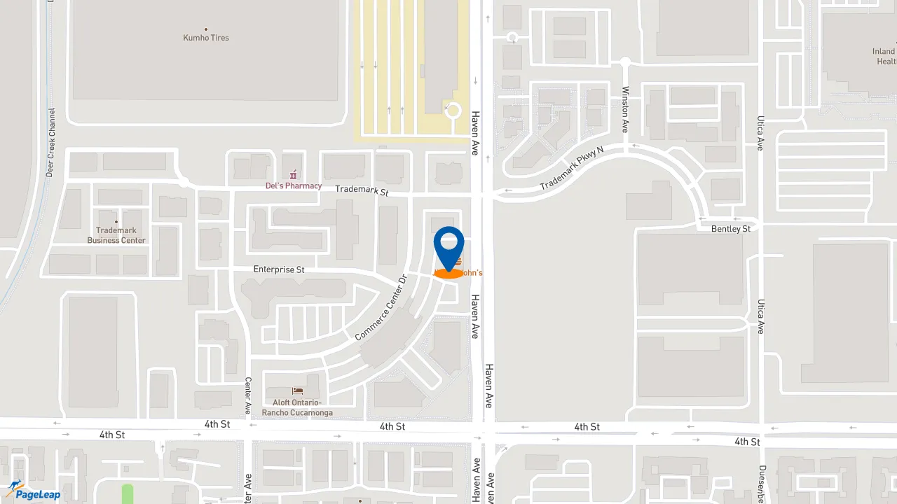 https://pageleap.com map showing location of Jimmy John&#039;s in Rancho Cucamonga.