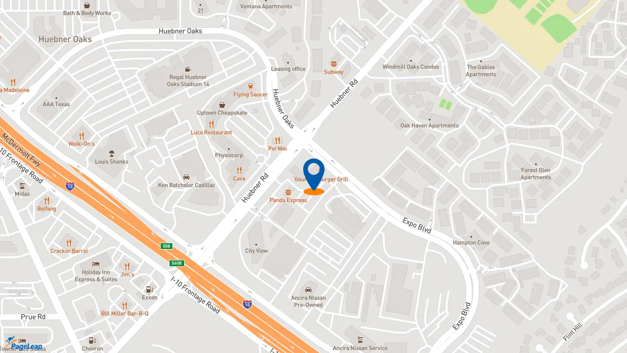 https://pageleap.com map showing location of Jimmy John&#039;s in San Antonio.