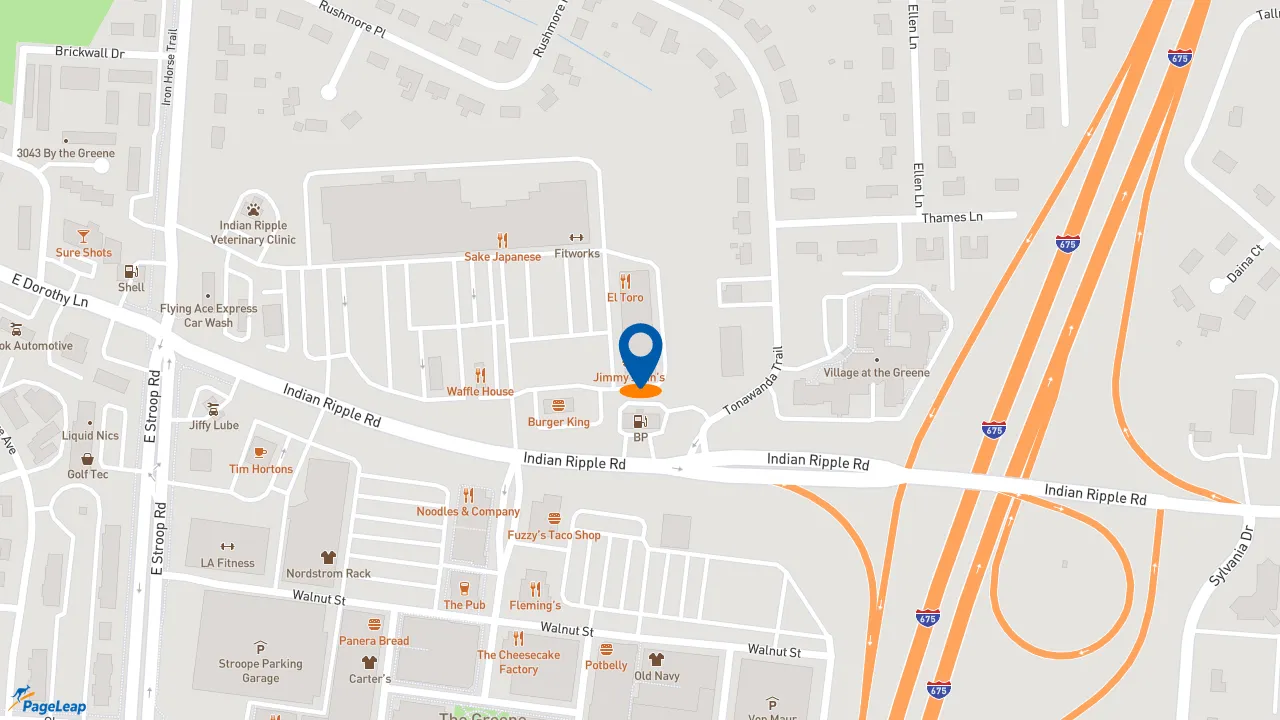 https://pageleap.com map showing location of Jimmy John&#039;s in Beavercreek.
