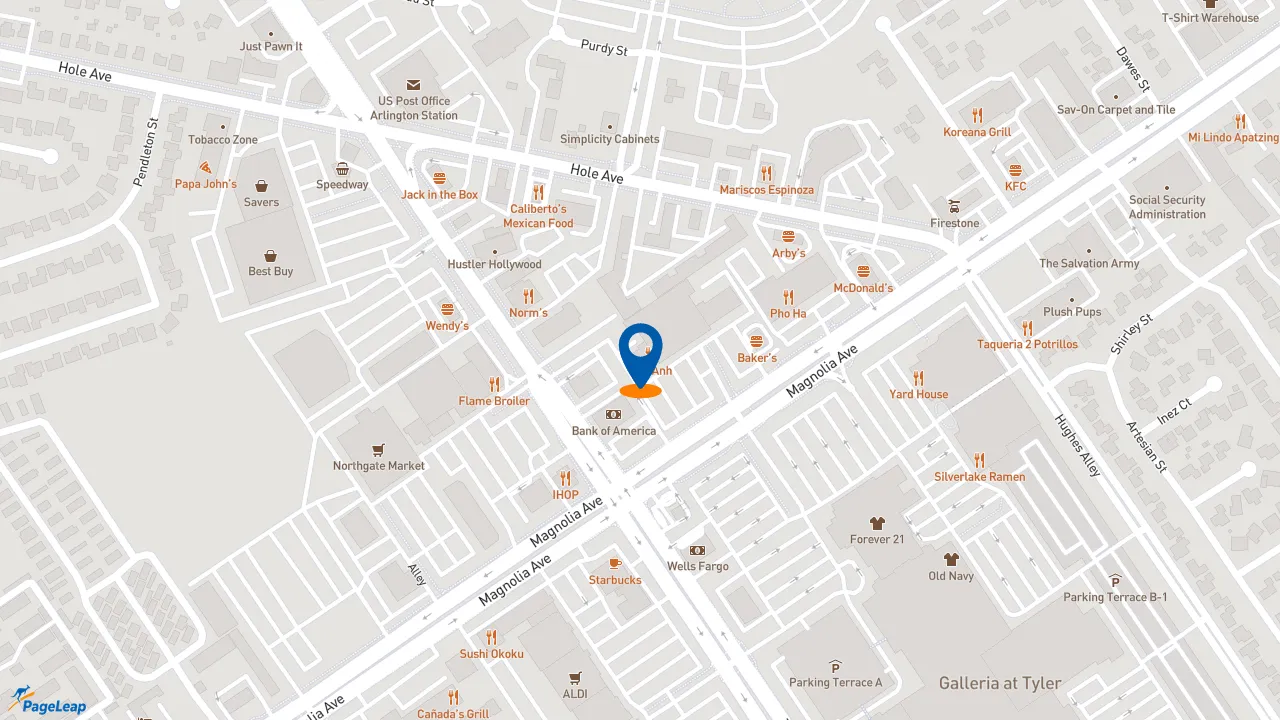https://pageleap.com map showing location of Jimmy John&#039;s in Riverside.