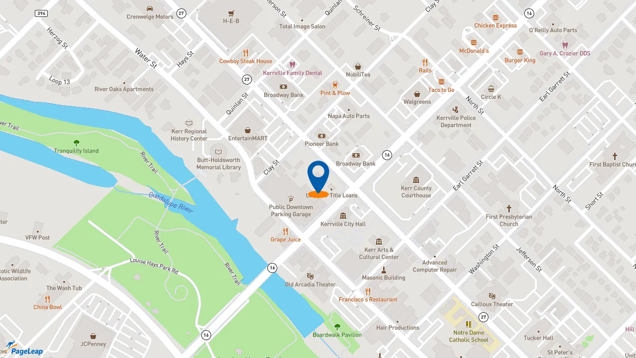 https://pageleap.com map showing location of Jimmy John&#039;s in Kerrville.