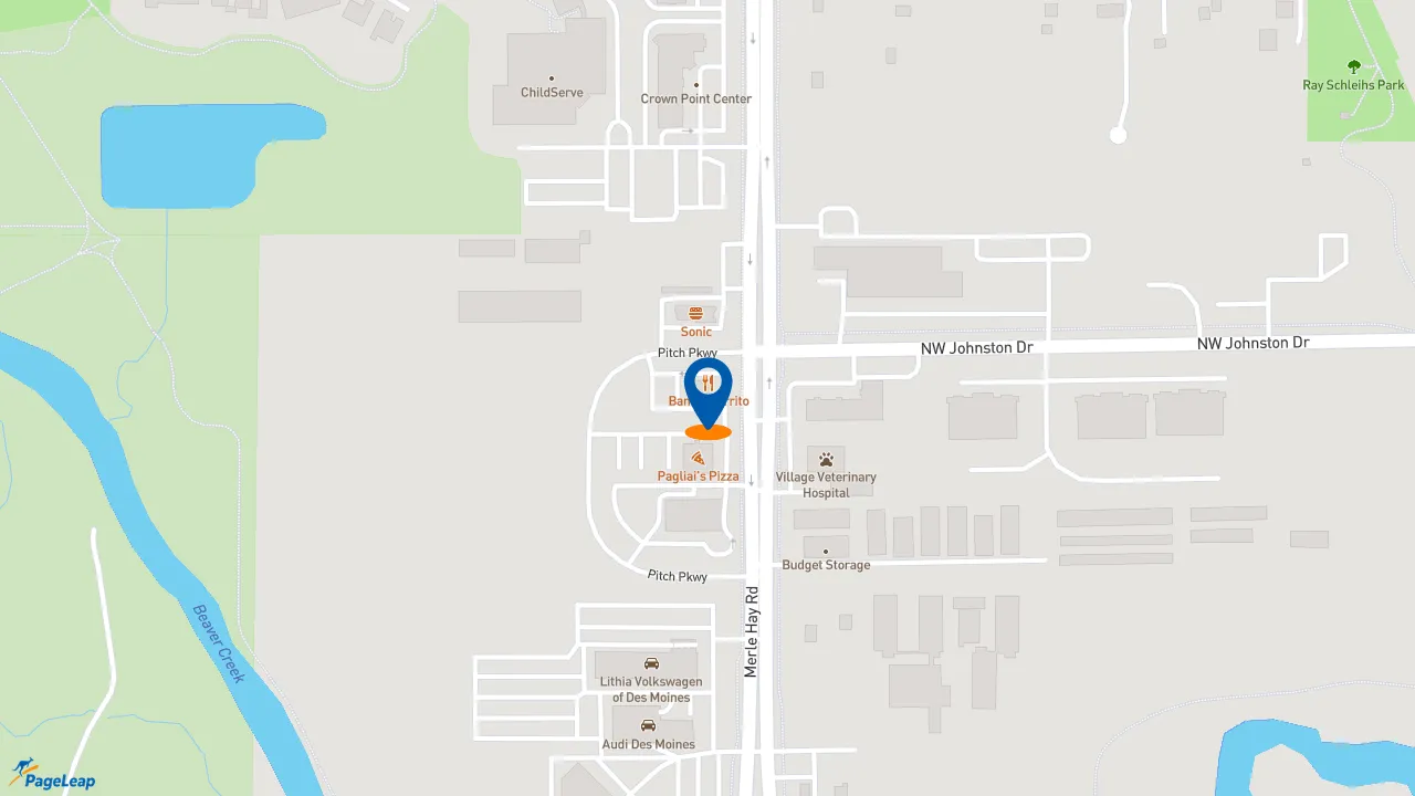 https://pageleap.com map showing location of Jimmy John&#039;s in Johnston.
