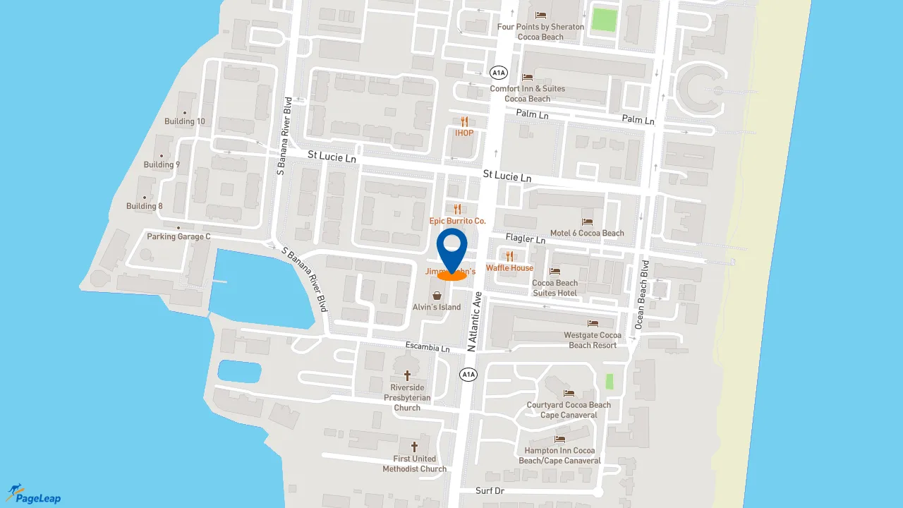 https://pageleap.com map showing location of Jimmy John&#039;s in Cocoa Beach.