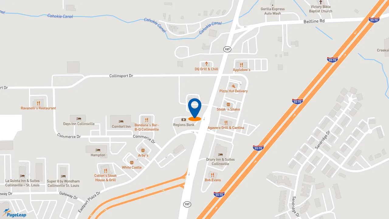 https://pageleap.com map showing location of Jimmy John&#039;s in Collinsville.
