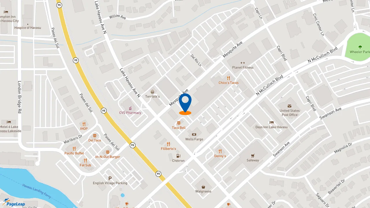 https://pageleap.com map showing location of Jimmy John&#039;s in Lake Havasu City.