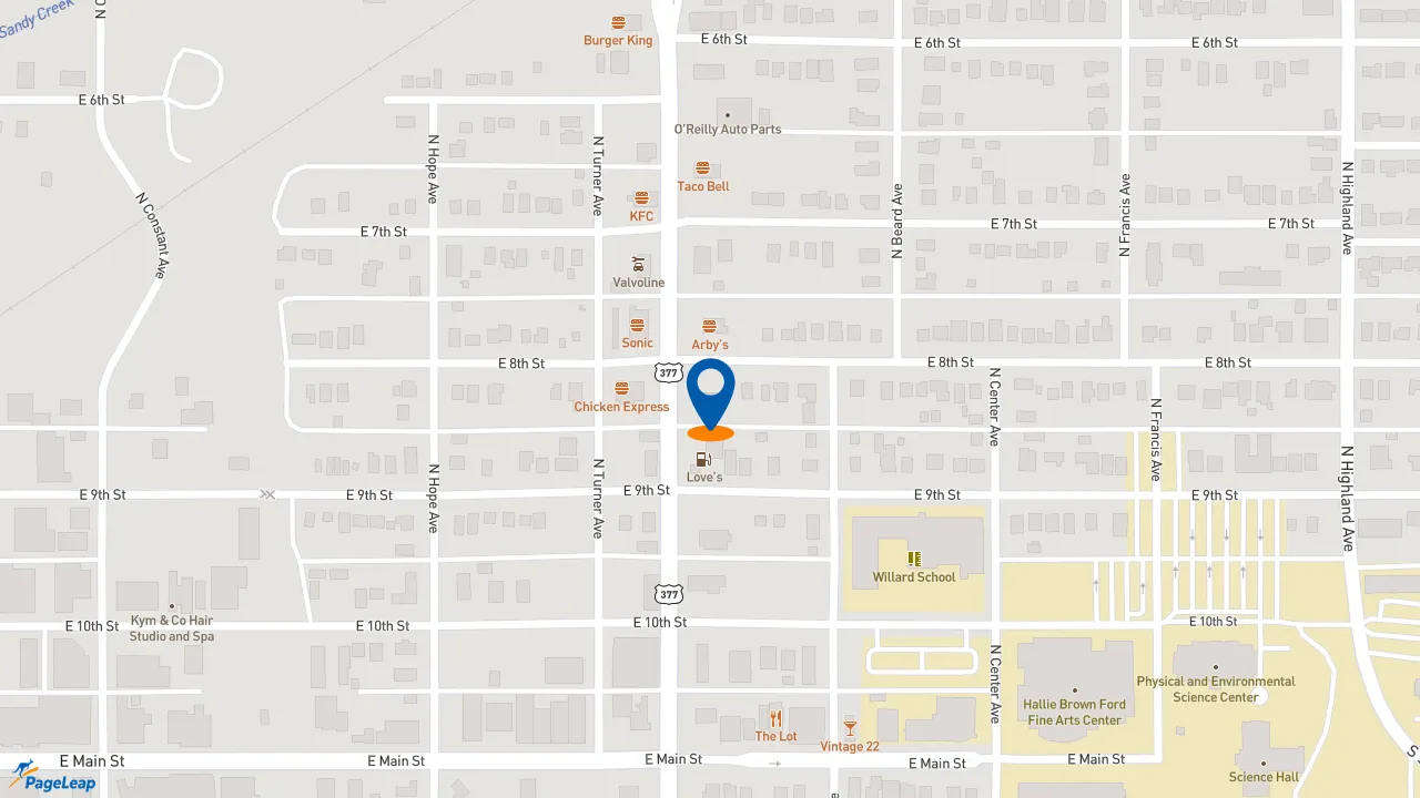 https://pageleap.com map showing location of Jimmy John&#039;s in Ada.