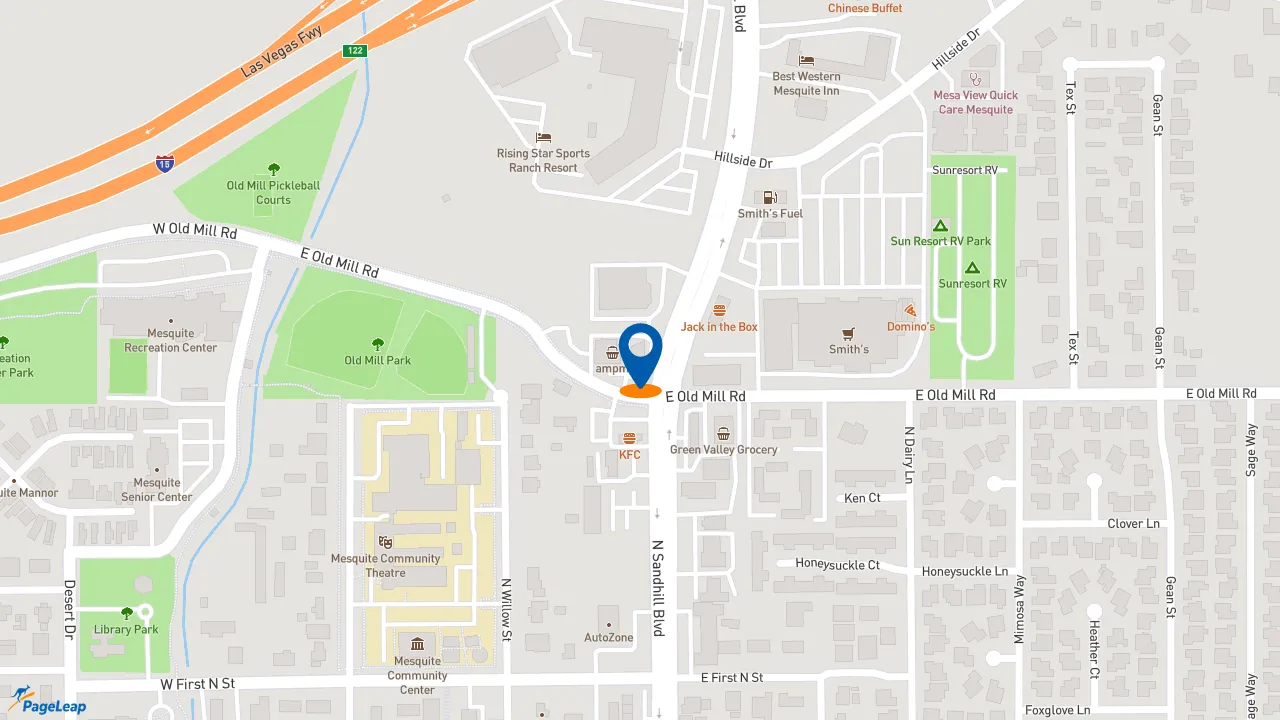 https://pageleap.com map showing location of Jimmy John&#039;s in Mesquite.