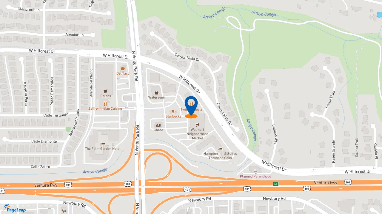 https://pageleap.com map showing location of Jimmy John&#039;s in Thousand Oaks.