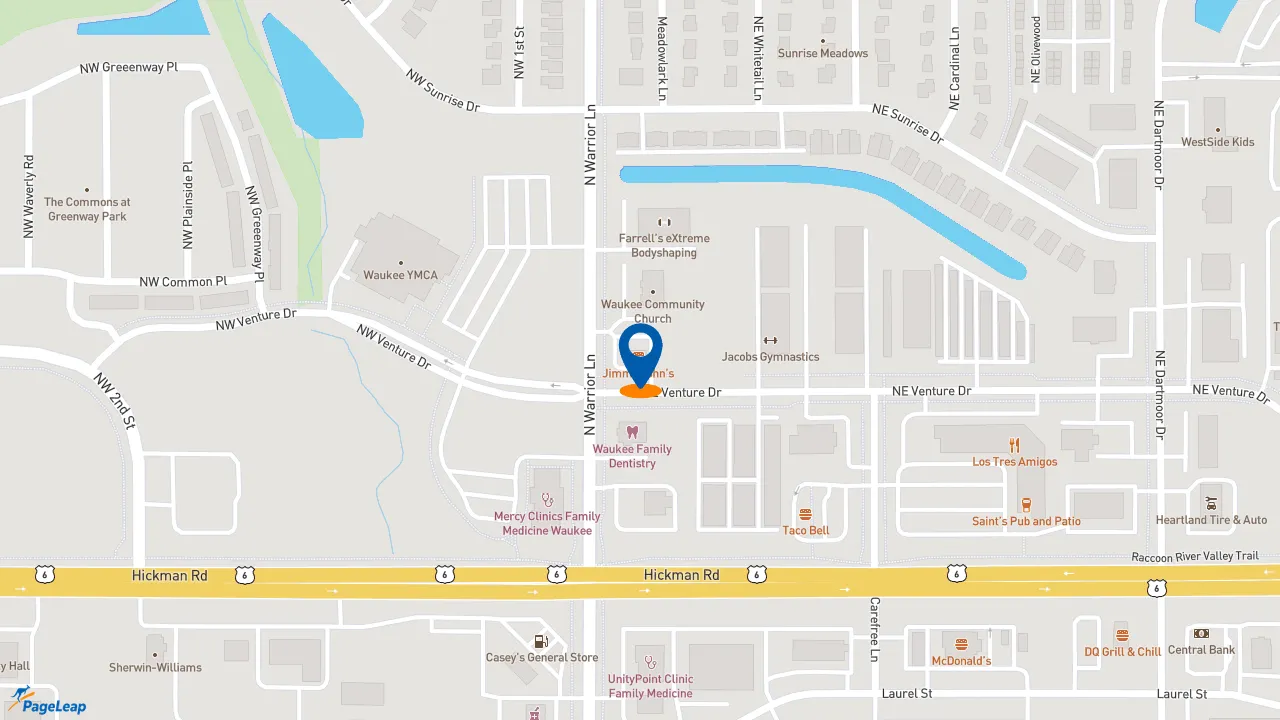 https://pageleap.com map showing location of Jimmy John&#039;s in Waukee.