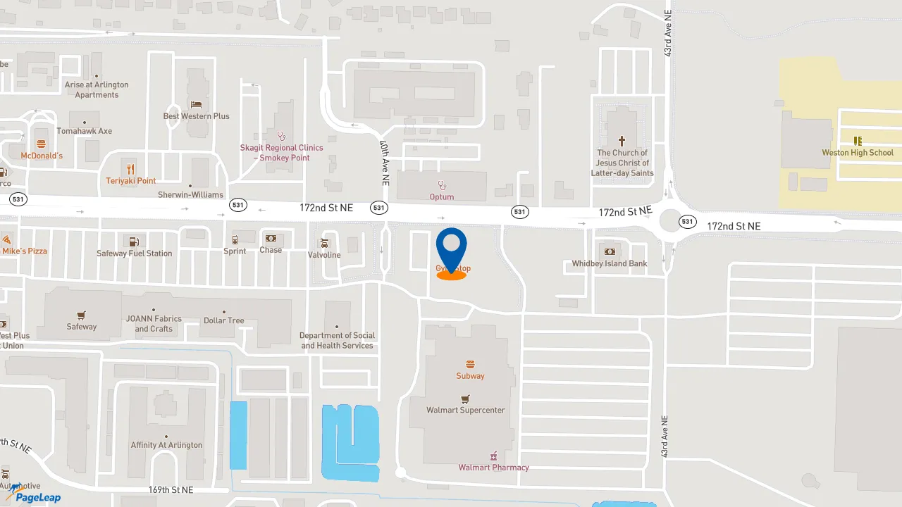https://pageleap.com map showing location of Jimmy John&#039;s in Arlington.