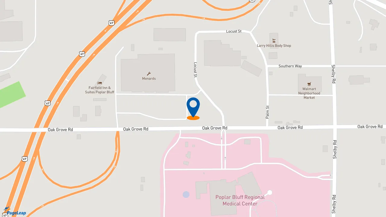 https://pageleap.com map showing location of Jimmy John&#039;s in Poplar Bluff.