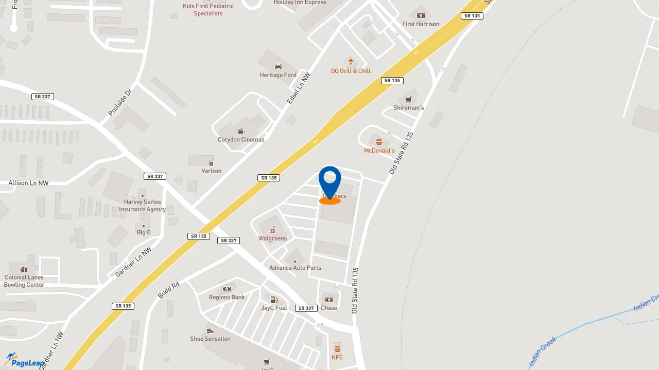 https://pageleap.com map showing location of Jimmy John&#039;s in Corydon.