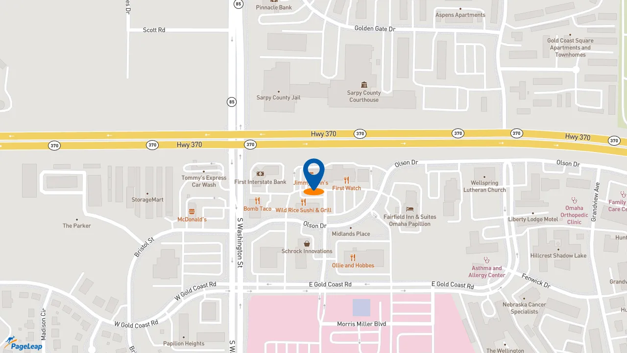 https://pageleap.com map showing location of Jimmy John&#039;s in Papillion.