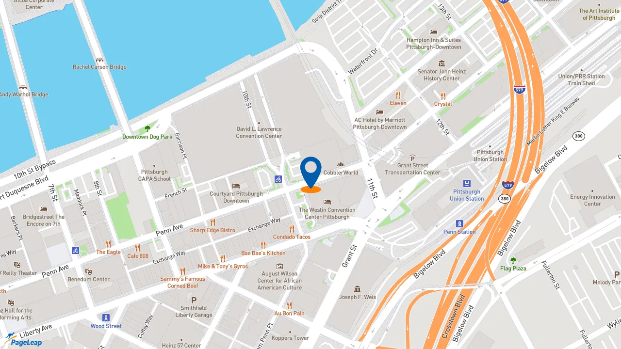 https://pageleap.com map showing location of Jimmy John&#039;s in Pittsburgh.