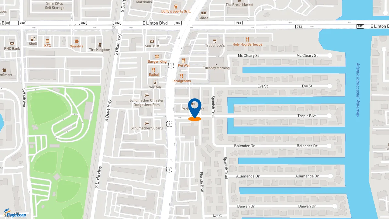 https://pageleap.com map showing location of Jimmy John&#039;s in Delray Beach.
