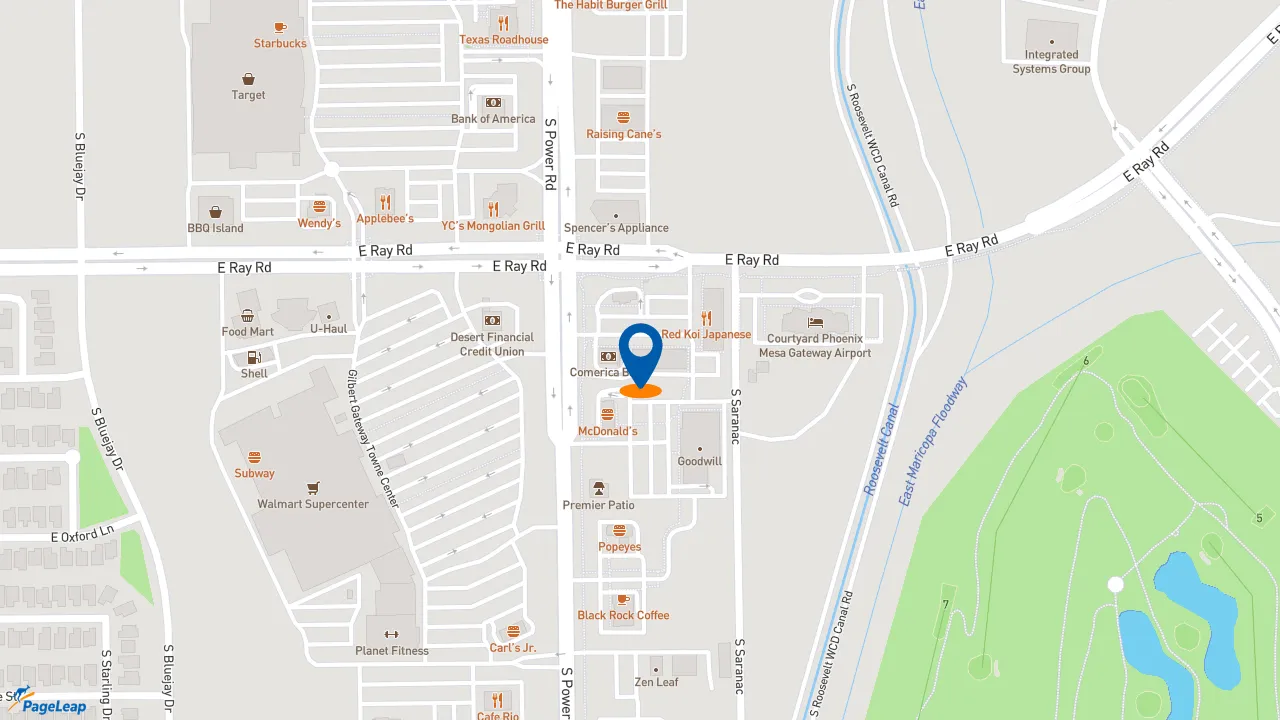 https://pageleap.com map showing location of Jimmy John&#039;s in Mesa.