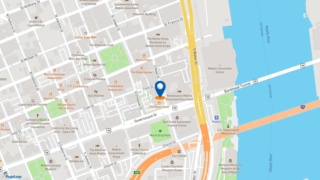 https://pageleap.com map showing location of Jimmy John&#039;s in Mobile.