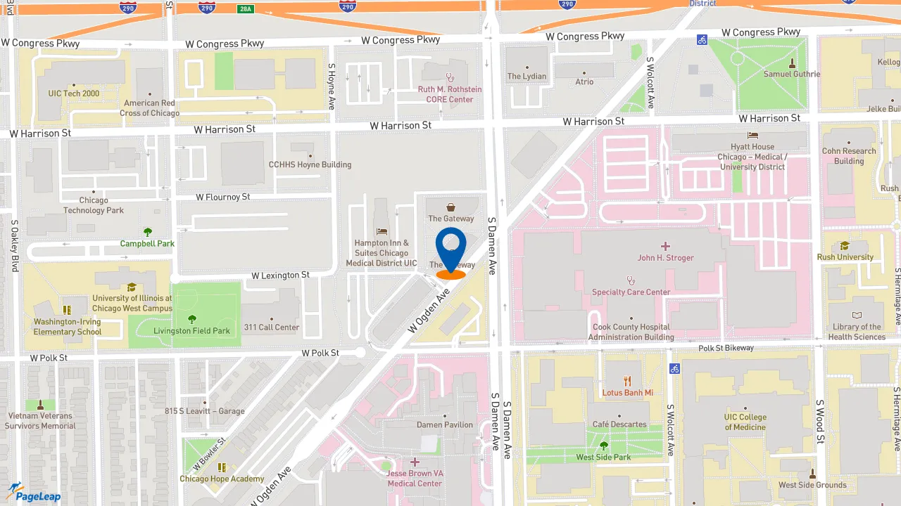 https://pageleap.com map showing location of Jimmy John&#039;s in Chicago.