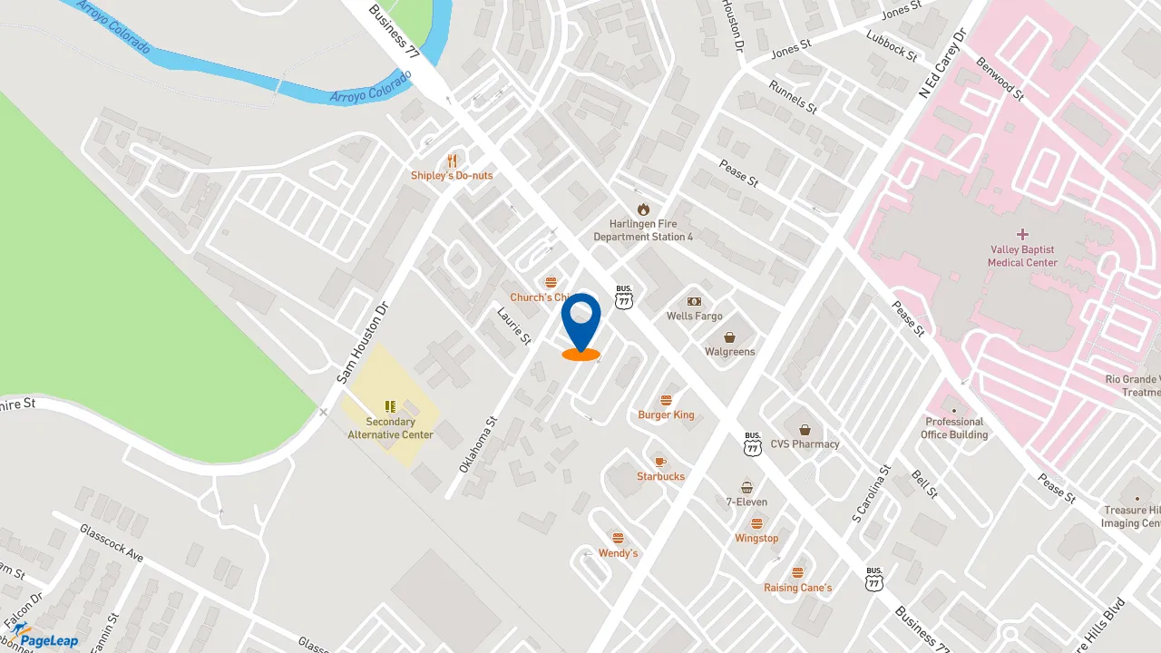 https://pageleap.com map showing location of Jimmy John&#039;s in Harlingen.