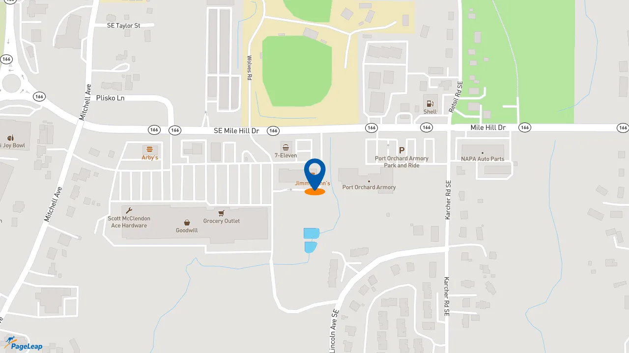 https://pageleap.com map showing location of Jimmy John&#039;s in Port Orchard.