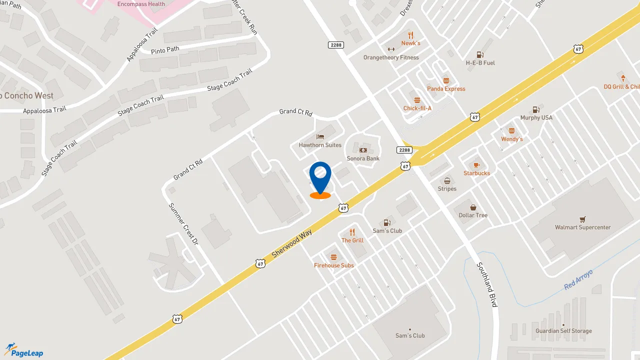 https://pageleap.com map showing location of Jimmy John&#039;s in San Angelo.