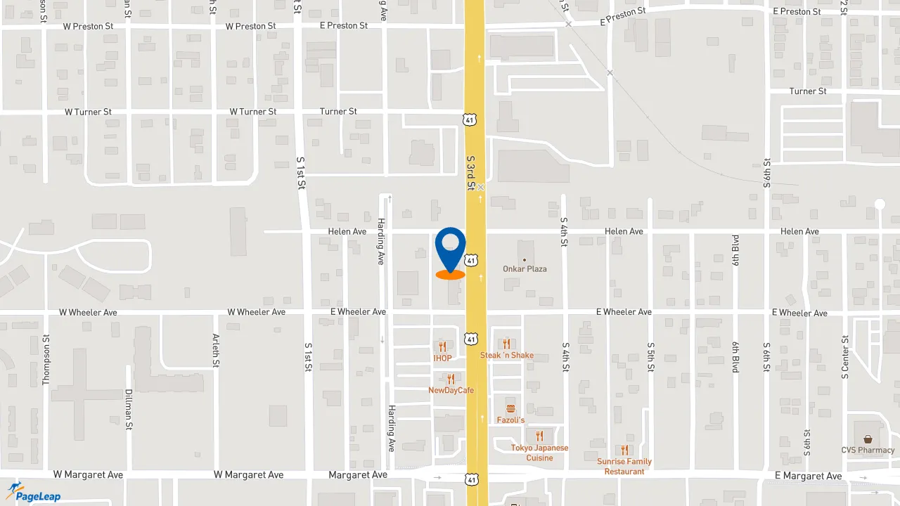 https://pageleap.com map showing location of Jimmy John&#039;s in Terre Haute.