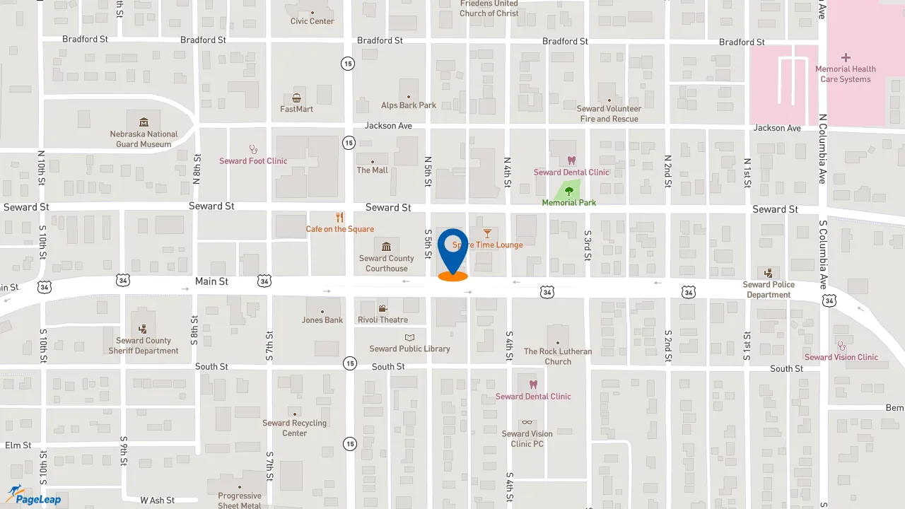 https://pageleap.com map showing location of Jimmy John&#039;s in Seward.