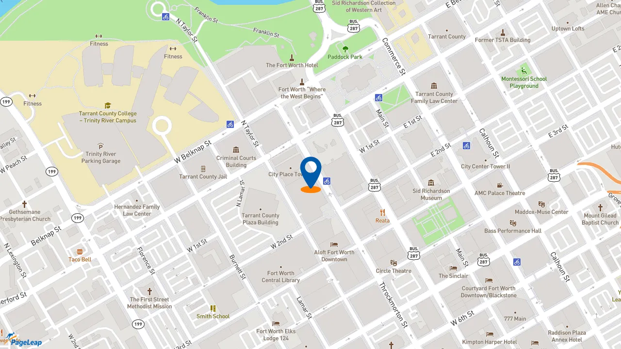 https://pageleap.com map showing location of Jimmy John&#039;s in Fort Worth.