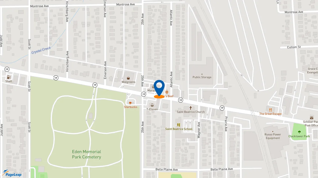 https://pageleap.com map showing location of Jimmy John&#039;s in Schiller Park.