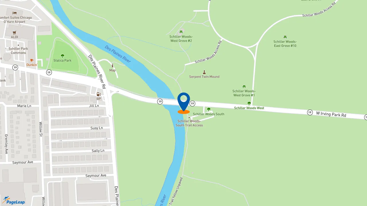 https://pageleap.com map showing location of Jimmy John&#039;s in Schiller Park.