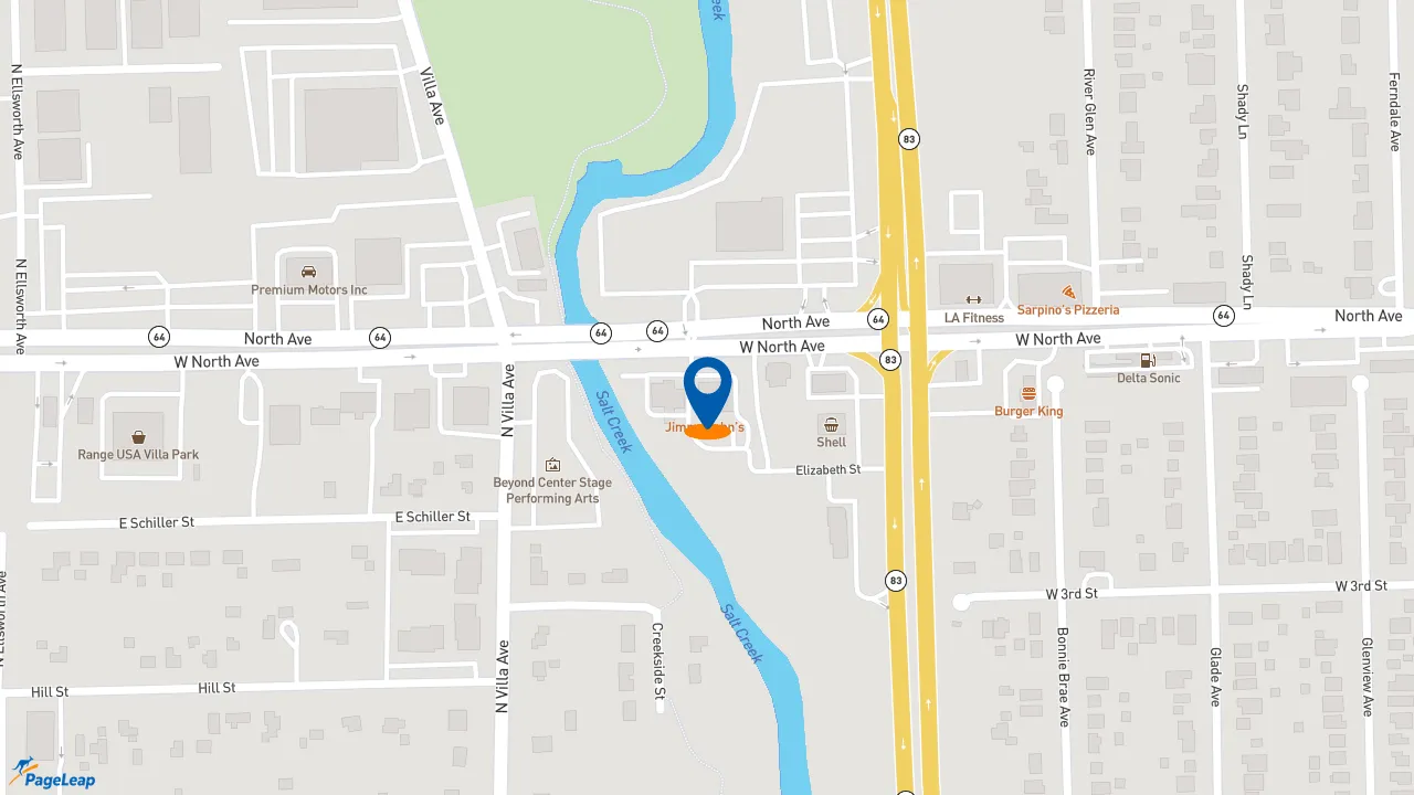 https://pageleap.com map showing location of Jimmy John&#039;s in Elmhurst.