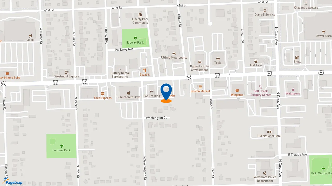 https://pageleap.com map showing location of Jimmy John&#039;s in Westmont.