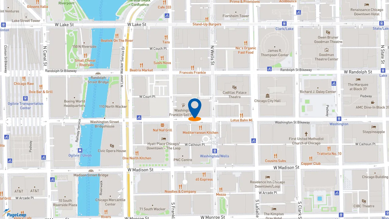 https://pageleap.com map showing location of Jimmy John&#039;s in Chicago.