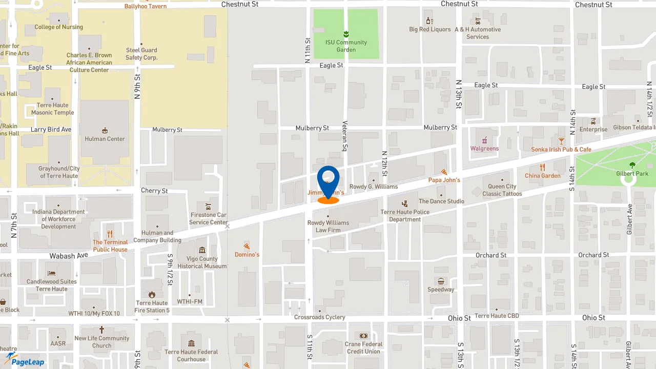 https://pageleap.com map showing location of Jimmy John&#039;s in Terre Haute.
