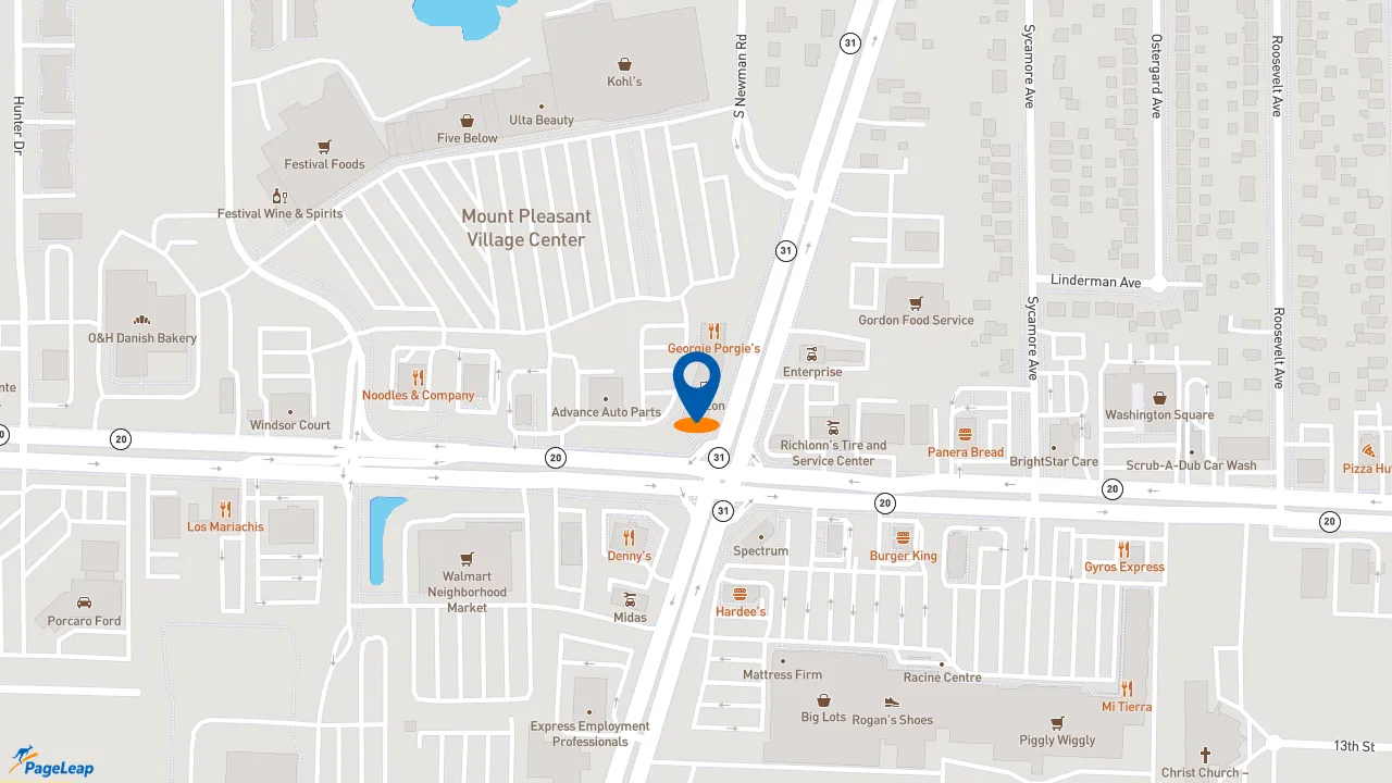 https://pageleap.com map showing location of Jimmy John&#039;s in Mt Pleasant.