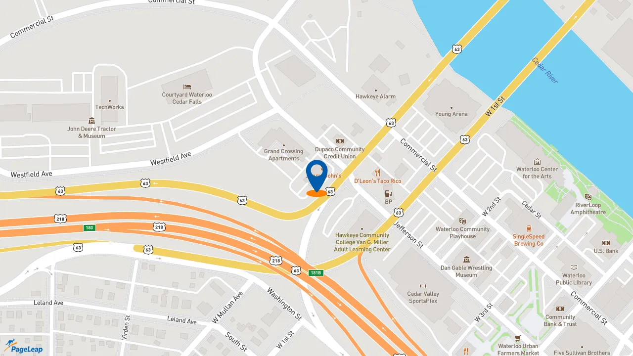 https://pageleap.com map showing location of Jimmy John&#039;s in Waterloo.