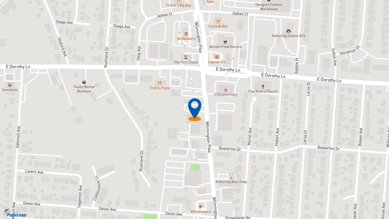 https://pageleap.com map showing location of Jimmy John&#039;s in Kettering.