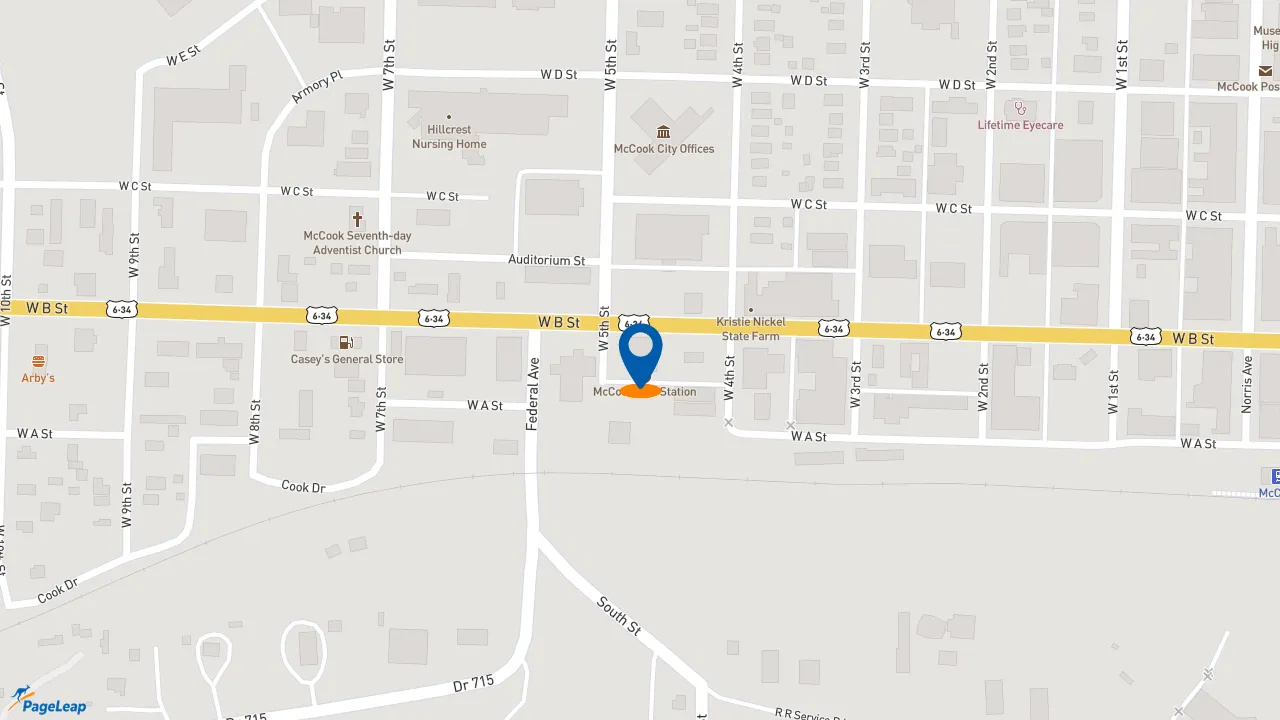 https://pageleap.com map showing location of Jimmy John&#039;s in Mccook.
